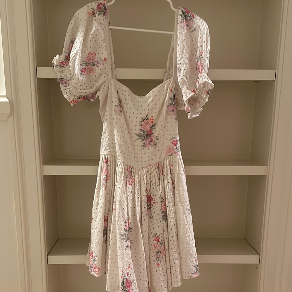 Elegant Floral Puff Sleeve Mini Dress